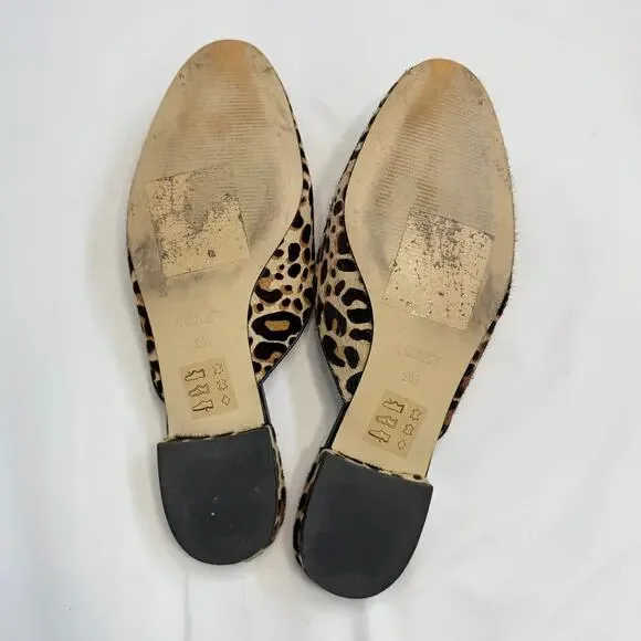 J.Crew Leopard Calf Hair Piped Loafer Mules Women’s Size 9 Leather Slip On Flats - Picture 5 of 7
